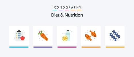 Diet And Nutrition Flat 5 Icon Pack Including protein. nutrition. diet. healthy. diet. Creative Icons Design vector