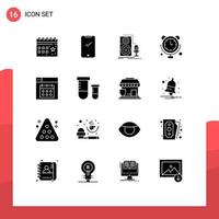 Universal Icon Symbols Group of 16 Modern Solid Glyphs of connections clock android sound microphone Editable Vector Design Elements