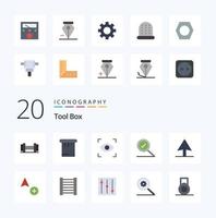 Paquete de iconos de color plano de 20 herramientas como escalera de control cursor completo agregar vector