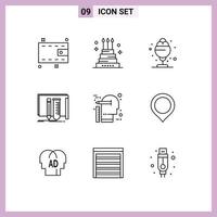 9 Universal Outline Signs Symbols of creative lab desert fab build Editable Vector Design Elements