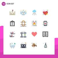 Modern Set of 16 Flat Colors and symbols such as checklist rate discussion love storage Editable Pack of Creative Vector Design Elements