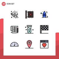 Universal Icon Symbols Group of 9 Modern Filledline Flat Colors of biochemistry paper form list up Editable Vector Design Elements