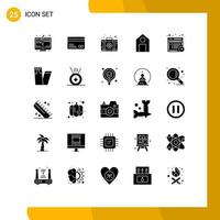 Set of 25 Commercial Solid Glyphs pack for documents article aid science learn Editable Vector Design Elements