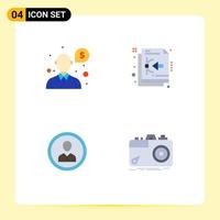 Group of 4 Flat Icons Signs and Symbols for help human support vector people Editable Vector Design Elements