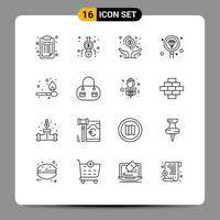 Modern Set of 16 Outlines and symbols such as camping programming dollar development coding Editable Vector Design Elements