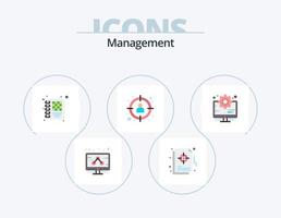 paquete de iconos planos de gestión 5 diseño de iconos. computadora. meta. negocio. objetivo. gerente vector