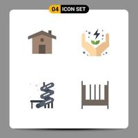 Editable Vector Line Pack of 4 Simple Flat Icons of home park electricity care bedroom Editable Vector Design Elements