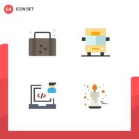 4 iconos planos universales establecidos para aplicaciones web y móviles desarrollo de vacaciones vehículos de viaje portátiles elementos de diseño vectorial editables vector