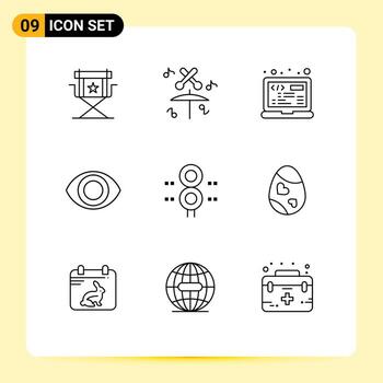 9 Outline concept for Websites Mobile and Apps train station coding sign eye Editable Vector Design Elements