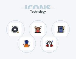 paquete de iconos llenos de línea de tecnología 5 diseño de iconos. tecnología. seguridad. nube. controlar. pantalla vector