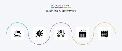 paquete de iconos de glifo 5 de negocios y trabajo en equipo que incluye cita. cronograma. trabajo en equipo calendario. nota vector