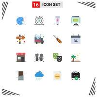 Flat Color Pack of 16 Universal Symbols of career journal iteration interface foam Editable Pack of Creative Vector Design Elements