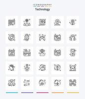 Creative Technology 25 OutLine icon pack  Such As sustainable. video camera. car. webcam. camera vector