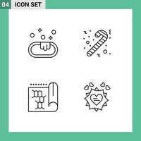 4 Thematic Vector Filledline Flat Colors and Editable Symbols of soap science candy biology card Editable Vector Design Elements