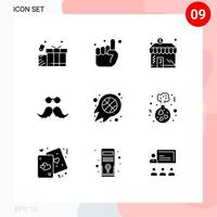 9 Solid Glyph concept for Websites Mobile and Apps ball male business movember moustache Editable Vector Design Elements