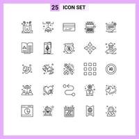 Set of 25 Modern UI Icons Symbols Signs for mail alert back intelligence binary Editable Vector Design Elements