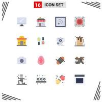 Universal Icon Symbols Group of 16 Modern Flat Colors of ticket building money processor cpu Editable Pack of Creative Vector Design Elements