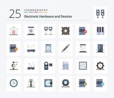 Devices 25 Flat Color icon pack including data. speaker. computers. music. pc vector