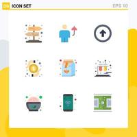 Pack of 9 creative Flat Colors of beverage transaction arrow money up Editable Vector Design Elements