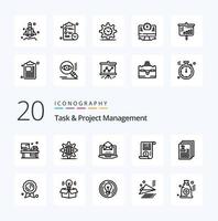 20 Task And Project Management Line icon Pack like attachment  server  open laptop vector