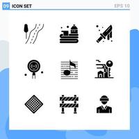 Mobile Interface Solid Glyph Set of 9 Pictograms of nodes programming blood development coding Editable Vector Design Elements