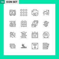 16 Outline concept for Websites Mobile and Apps hobby swimming lock printer gadget Editable Vector Design Elements