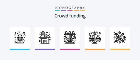 paquete de iconos de la línea 5 de crowdfunding que incluye banquero. fondos. comercio. fondo. presupuesto. diseño de iconos creativos vector
