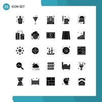 Pictogram Set of 25 Simple Solid Glyphs of christmas hat mug building drink coffee Editable Vector Design Elements