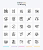 Creative Seo Marketing 25 OutLine icon pack  Such As marketing. data. web. seo. document vector