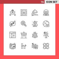 16 Universal Outlines Set for Web and Mobile Applications web article list blog serving Editable Vector Design Elements