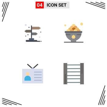 Modern Set of 4 Flat Icons Pictograph of arrow ancient tv pointer iftar output device Editable Vector Design Elements