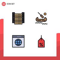 Group of 4 Modern Filledline Flat Colors Set for big data url servers canada tag Editable Vector Design Elements