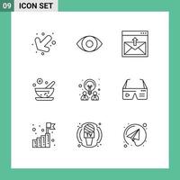 Universal Icon Symbols Group of 9 Modern Outlines of partnership design contact us creative herbal Editable Vector Design Elements