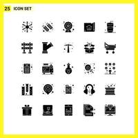 Modern Set of 25 Solid Glyphs and symbols such as drink house quality map building Editable Vector Design Elements