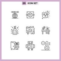 Set of 9 Modern UI Icons Symbols Signs for plan sketch blueberries plan green Editable Vector Design Elements