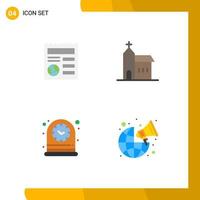 4 Thematic Vector Flat Icons and Editable Symbols of basic clock ui church time Editable Vector Design Elements