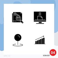 Group of 4 Modern Solid Glyphs Set for page email page search computer map Editable Vector Design Elements