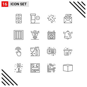 Modern Set of 16 Outlines and symbols such as copycat prison left jail security Editable Vector Design Elements