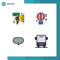 Stock Vector Icon Pack of 4 Line Signs and Symbols for marketing chatting email send car Editable Vector Design Elements