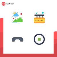 Modern Set of 4 Flat Icons and symbols such as countryside hang sun rise shop phone Editable Vector Design Elements