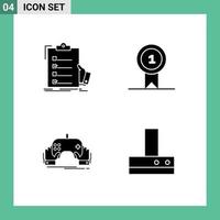 Universal Icon Symbols Group of 4 Modern Solid Glyphs of checklist game list award mobile Editable Vector Design Elements