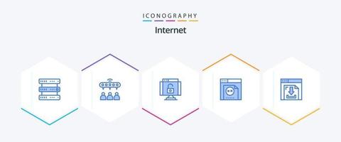 paquete de iconos azules de internet 25 que incluye internet. flechas datos. sitio web. error vector