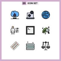 conjunto de 9 iconos de interfaz de usuario modernos símbolos signos para contratación de consola exportación persona empleado elementos de diseño vectorial editables vector