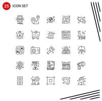 paquete de iconos de vector de stock de 25 signos y símbolos de línea para vistas de insignia de mapa de descuento de reloj elementos de diseño de vector editables