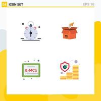 Pack of 4 Modern Flat Icons Signs and Symbols for Web Print Media such as alarm release bell business startup Editable Vector Design Elements