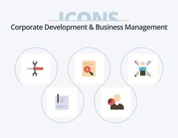 desarrollo corporativo y gestión de negocios paquete de iconos planos 5 diseño de iconos. llave. control S. cuadro. ajustes. persona vector