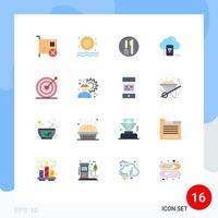 Pack of 16 Modern Flat Colors Signs and Symbols for Web Print Media such as heart data hotel cloud wifi Editable Pack of Creative Vector Design Elements