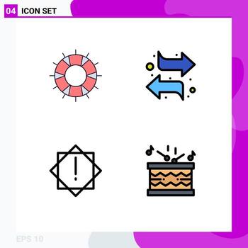 Modern Set of 4 Filledline Flat Colors and symbols such as help alert save switch warning Editable Vector Design Elements