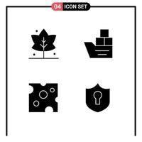 Universal Icon Symbols Group of 4 Modern Solid Glyphs of leaf drink box transportation meal Editable Vector Design Elements