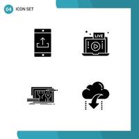 4 Creative Icons Modern Signs and Symbols of application architecture smartphone video circuit Editable Vector Design Elements